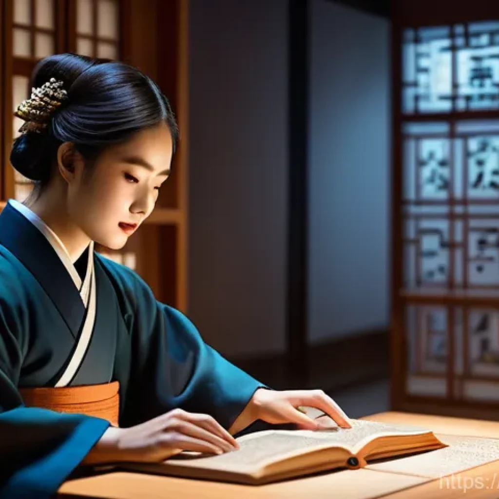 유교 교육 시스템 - A serene and harmonious image depicting the fusion of ancient East Asian wisdom with cutting-edge ar...